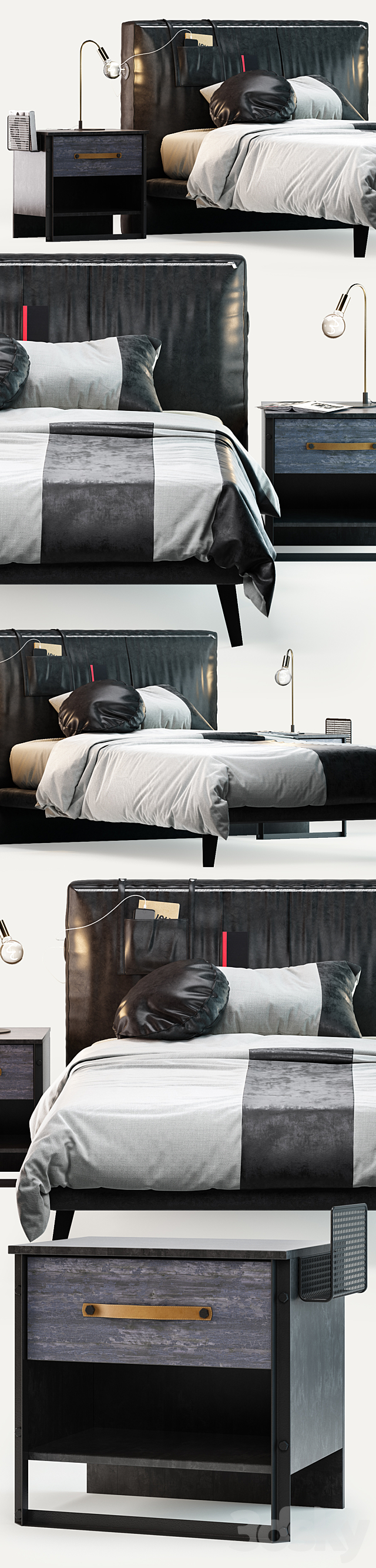 Cilek Dark Metal Bed 3DSMax File - thumbnail 2