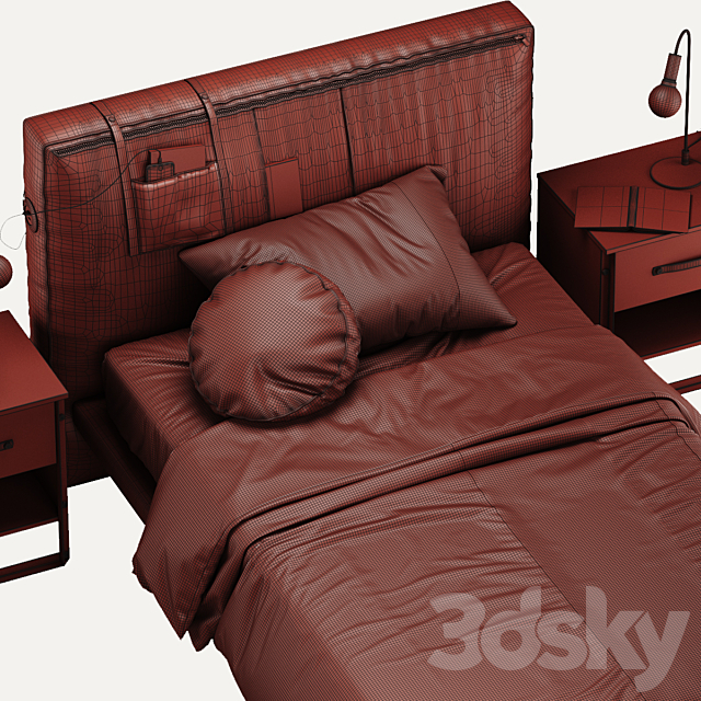 Cilek Dark Metal Bed 3DSMax File - thumbnail 3