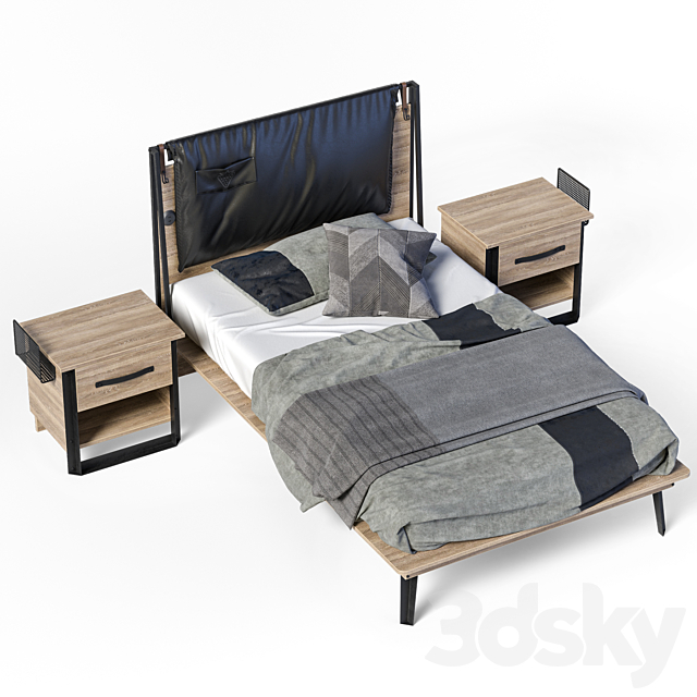 Cilek wood metal line bed 3DS Max Model - thumbnail 3