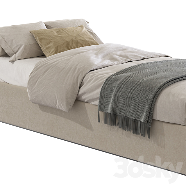 Contemporary style bed 3ds Max - thumbnail 3