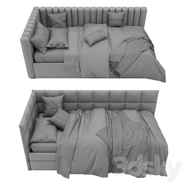 Corner Bed With Panels 3DSMax File - thumbnail 7