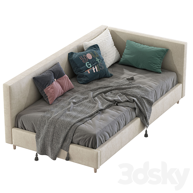 Corner Timo Upholstered Bed 3DS Max Model - thumbnail 3