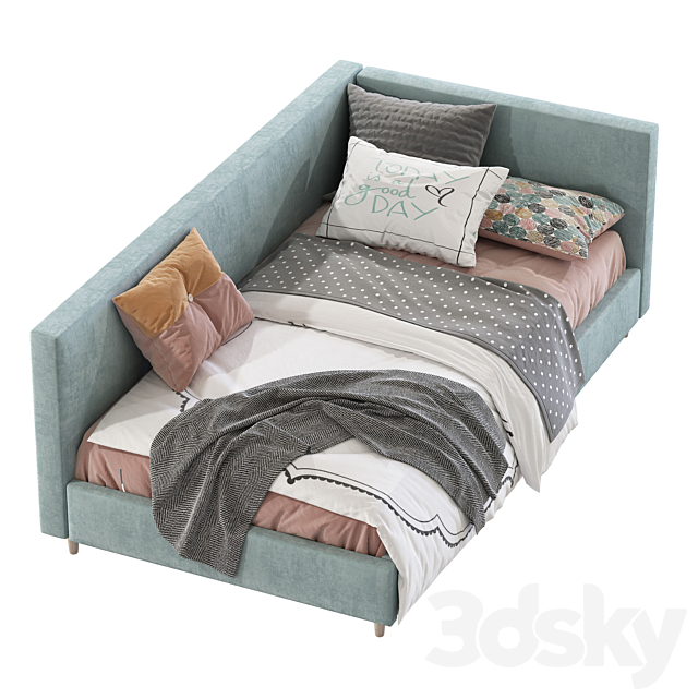 Corner Timo Upholstered Bed 3DS Max Model - thumbnail 4