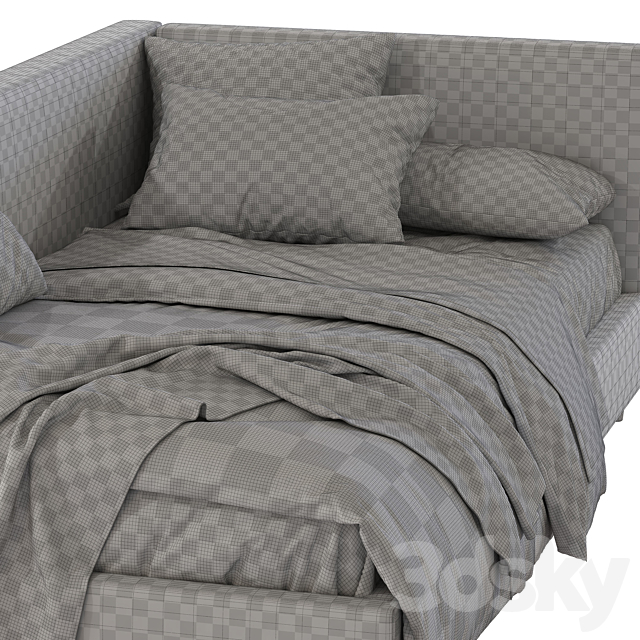 Corner Timo Upholstered Bed 3DS Max Model - thumbnail 5