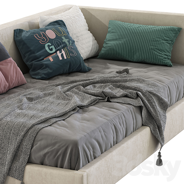 Corner Timo Upholstered Bed 3DS Max Model - thumbnail 7