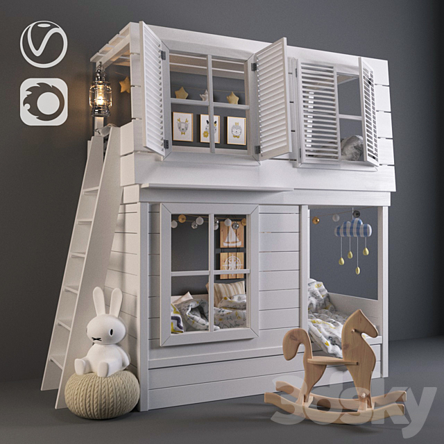 Cot-cottage bunk 3ds Max - thumbnail 1