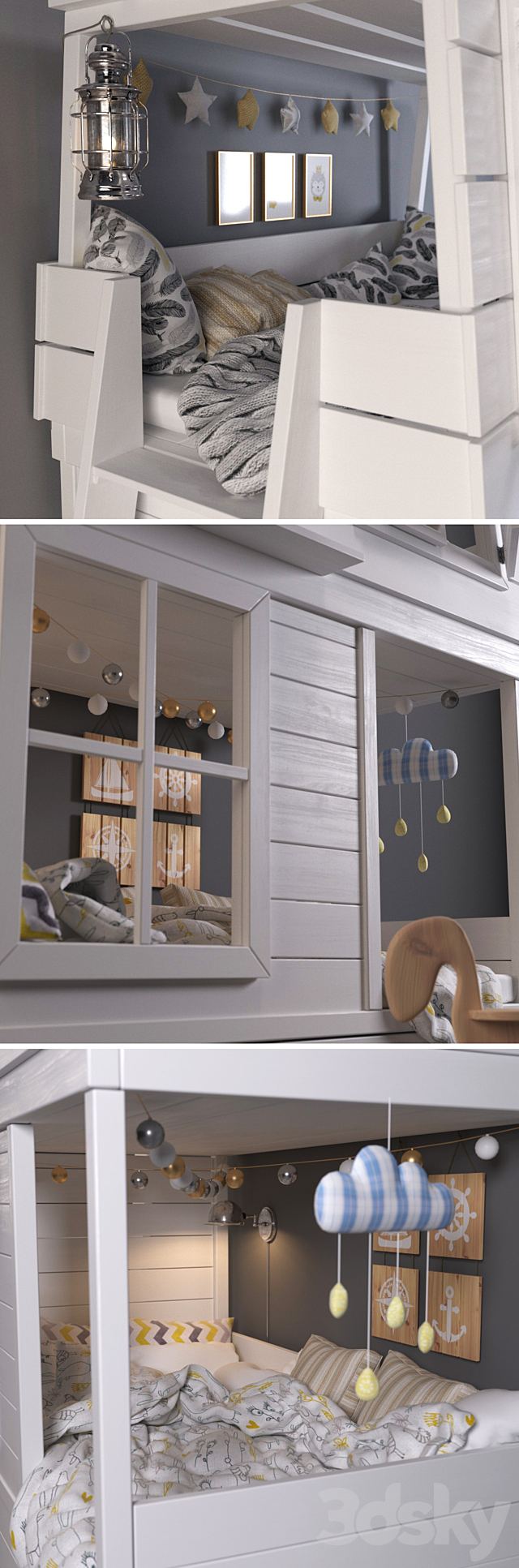 Cot-cottage bunk 3ds Max - thumbnail 2