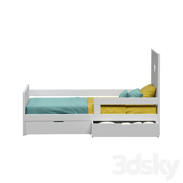 Cot with drawers for storage Dream House Kids 3DS Max Model - thumbnail 2