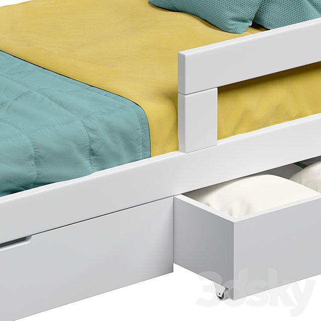 Cot with drawers for storage Dream House Kids 3DS Max Model - thumbnail 3