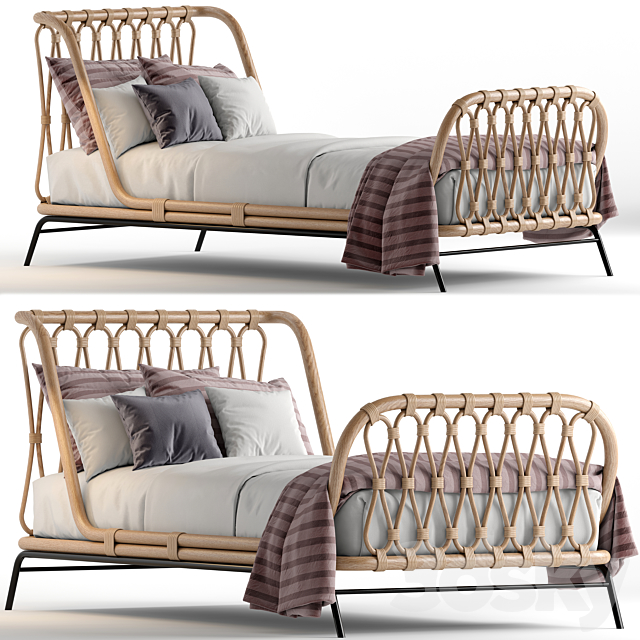 Crate & Barrel rattan kids bed 3ds Max - thumbnail 1