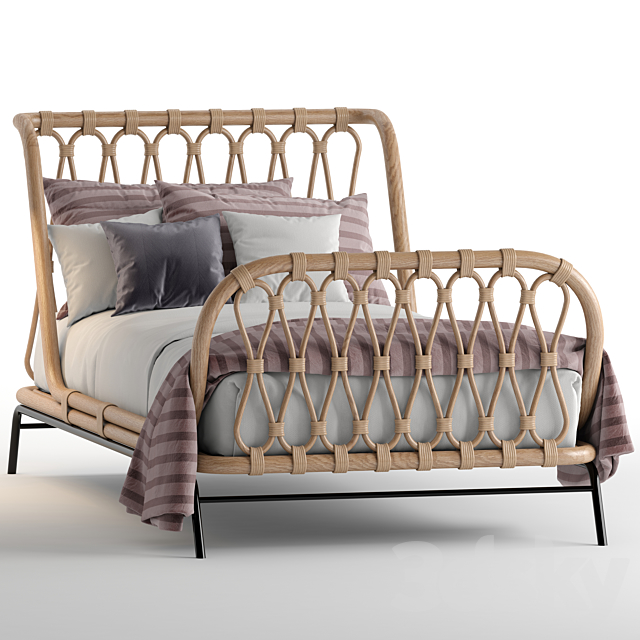 Crate & Barrel rattan kids bed 3ds Max - thumbnail 2