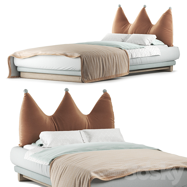 Crown bed 3DS Max Model - thumbnail 1