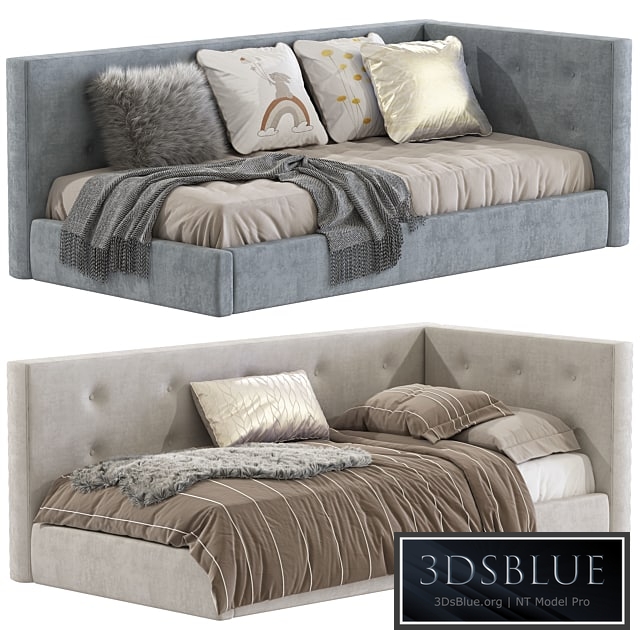 Cushy Upholstered Platform Corner Bed 2 3DS Max - thumbnail 3