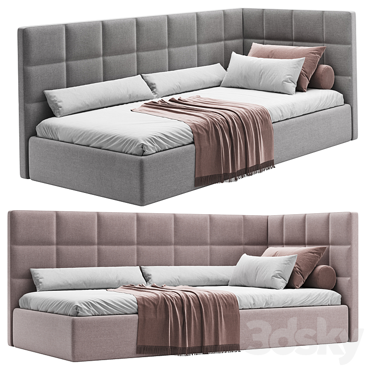 Delhi Single Bed 3DS Max Model - thumbnail 1