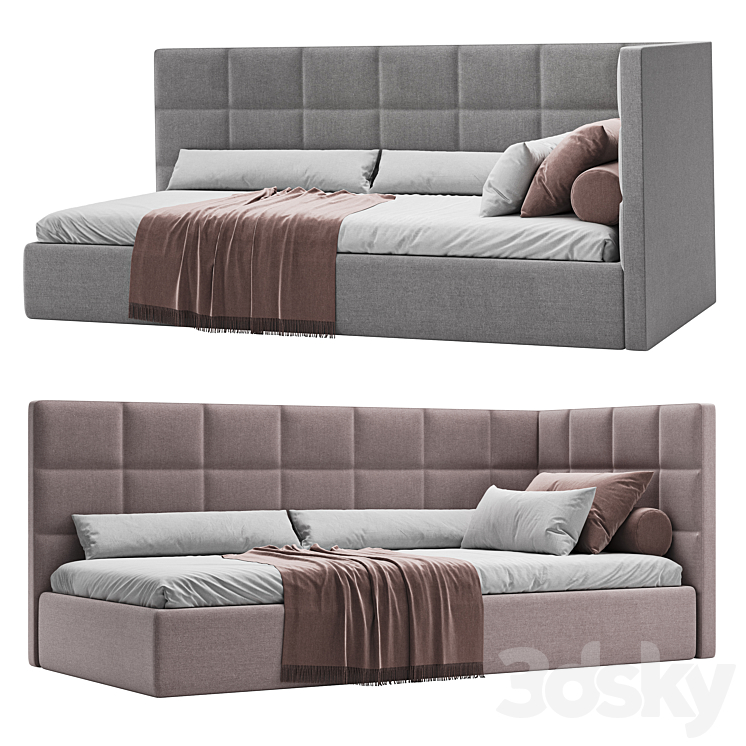 Delhi Single Bed 3DS Max Model - thumbnail 2