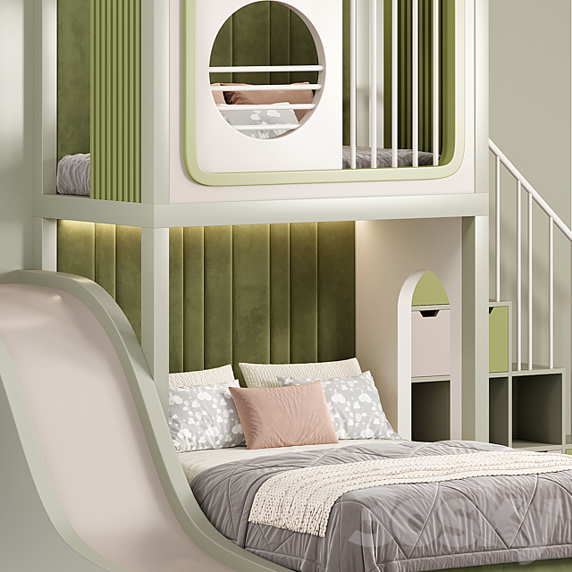 Designer two-level bed Kids room 10 3DS Max Model - thumbnail 5