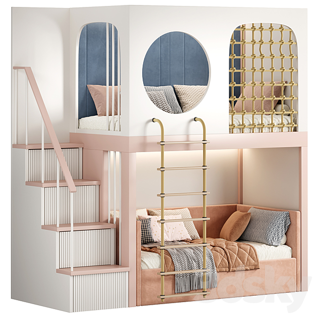 Designer two-level bed Kids room 18 3ds Max - thumbnail 2