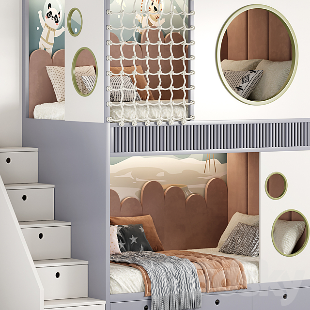 Designer two-level bed Kids room 20 3DS Max Model - thumbnail 4