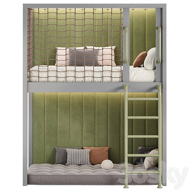 Designer two-level bed Kids room 23 3DS Max Model - thumbnail 2