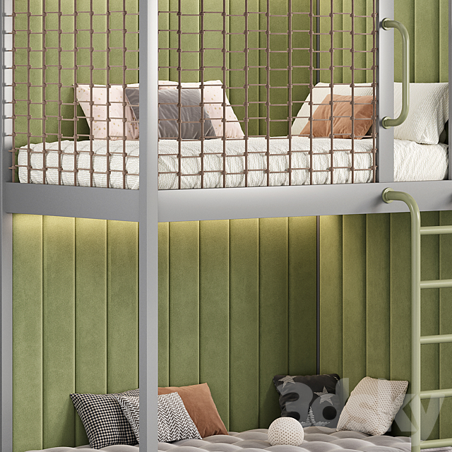 Designer two-level bed Kids room 23 3DS Max Model - thumbnail 4