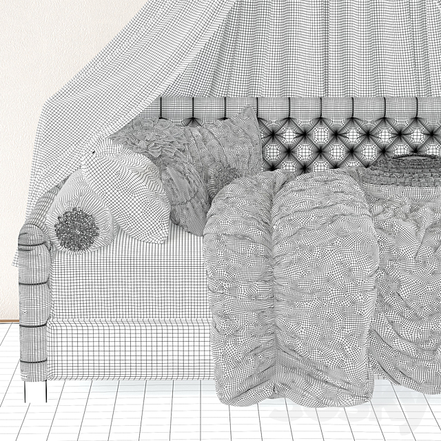 Devyn Tufted Velvet Daybed . Restoration Hardware 3DSMax File - thumbnail 3