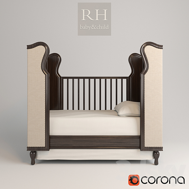 french upholstered wing crib 3ds Max - thumbnail 1