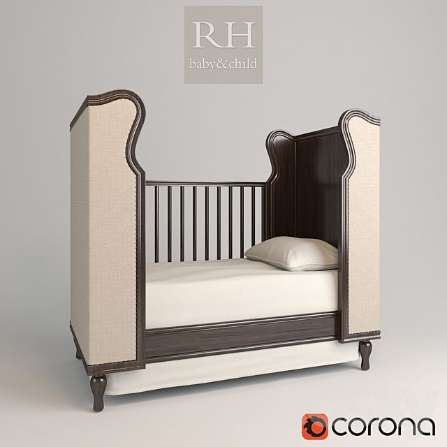 french upholstered wing crib 3ds Max - thumbnail 2