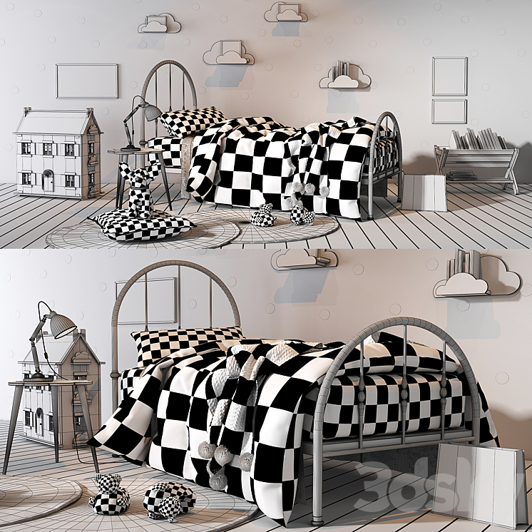 Girl bedroom set 01 3DS Max - thumbnail 2