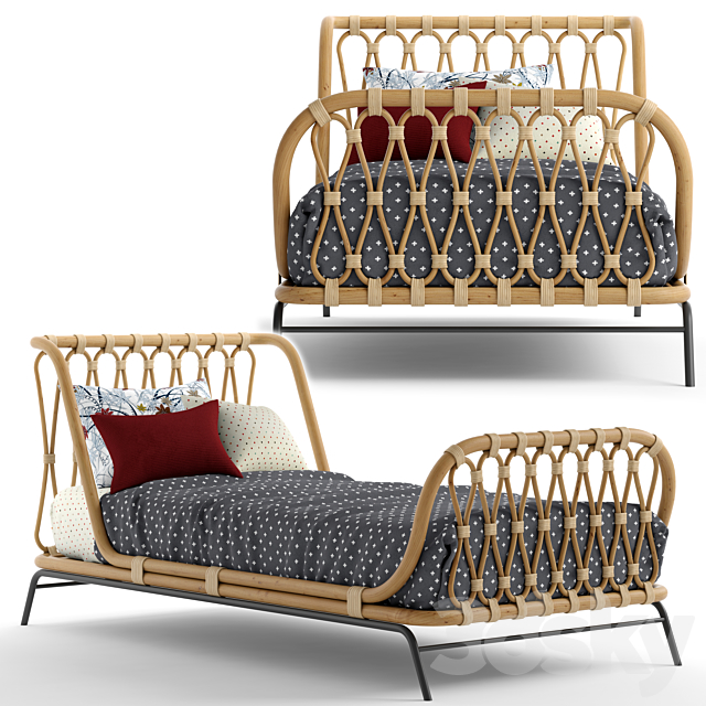 Great & Barrel_Rattan kids bed 3ds Max - thumbnail 1