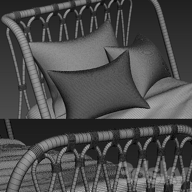 Great & Barrel_Rattan kids bed 3ds Max - thumbnail 3