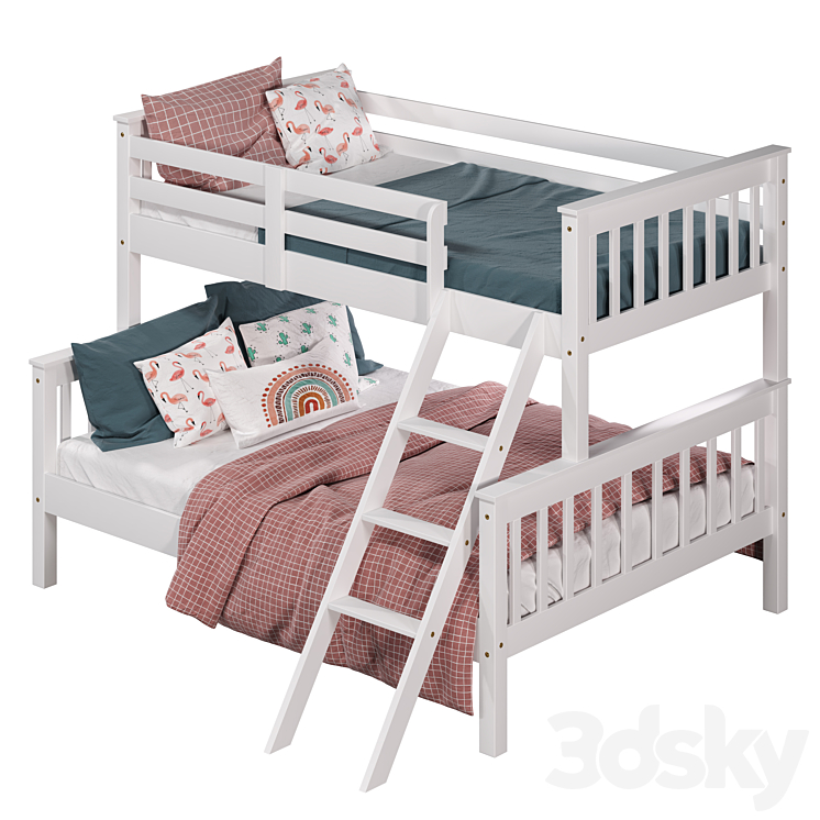 Hansel Triple Sleeper Bunk Bed 3DS Max Model - thumbnail 1