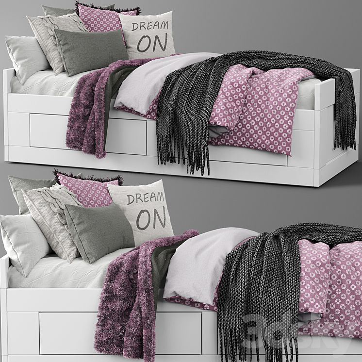 Ikea Brimnes Bed 3DS Max - thumbnail 1