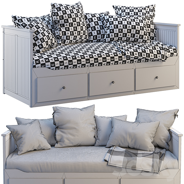 Ikea Hemnes bed 2 3DS Max Model - thumbnail 3