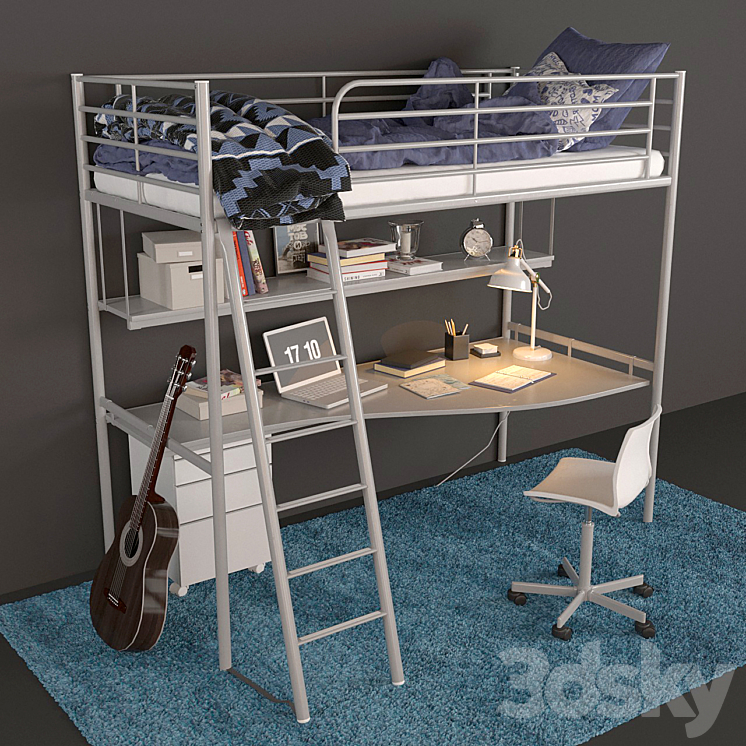 IKEA kids bed Svarta 3DS Max - thumbnail 1