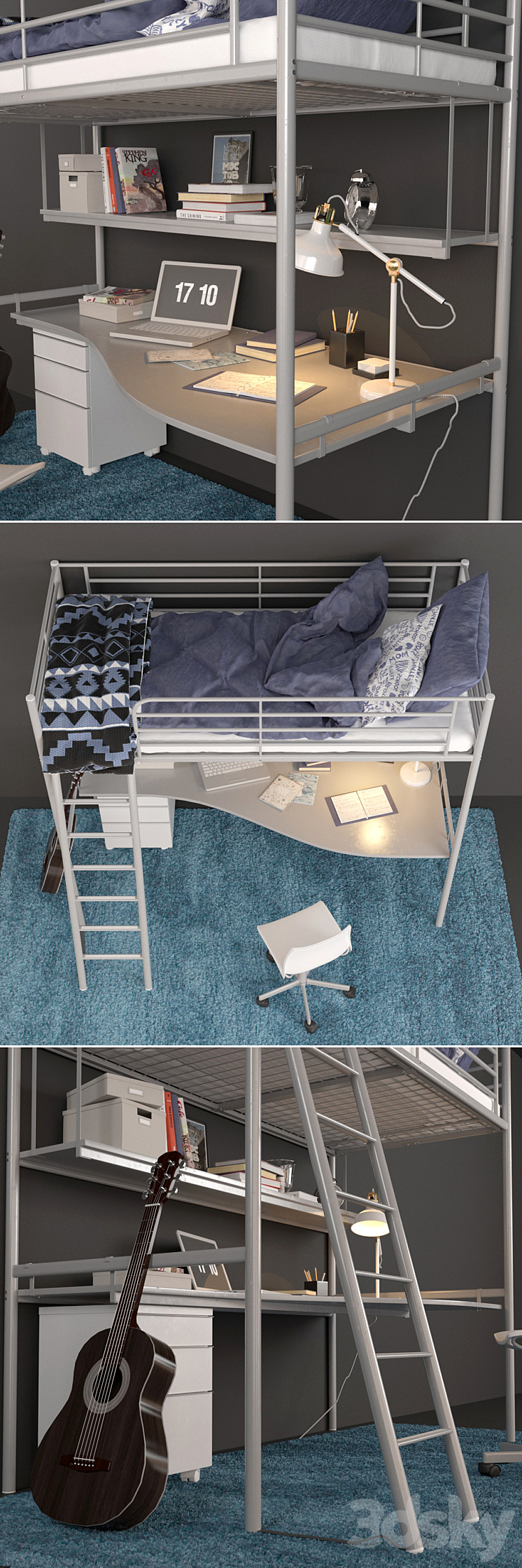 IKEA kids bed Svarta 3DS Max - thumbnail 2