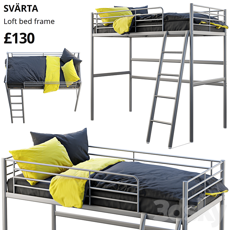 Ikea svarta loft bed 3DS Max - thumbnail 1