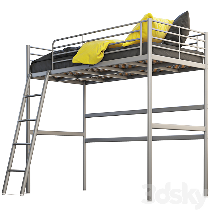 Ikea svarta loft bed 3DS Max - thumbnail 2