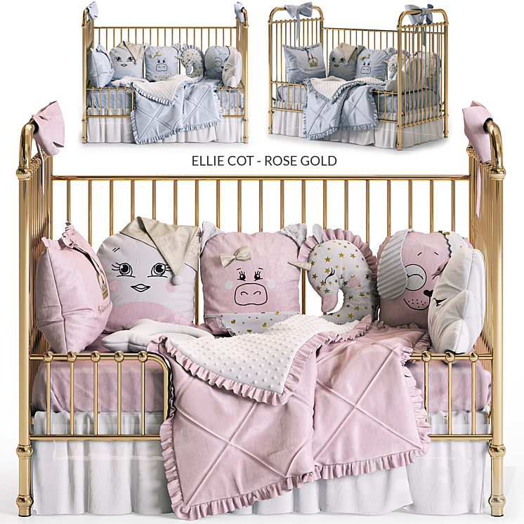 Incy Interiors ELLIE COT – ROSE GOLD bed 3DS Max - thumbnail 1