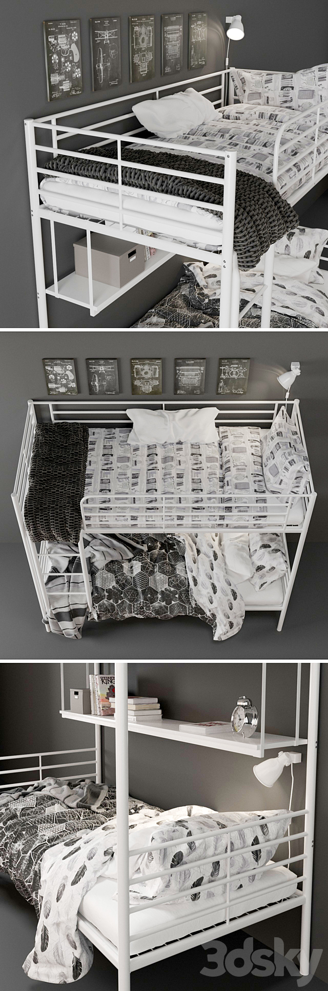 IvEA Svarta Bunk Bed 3DSMax File - thumbnail 2