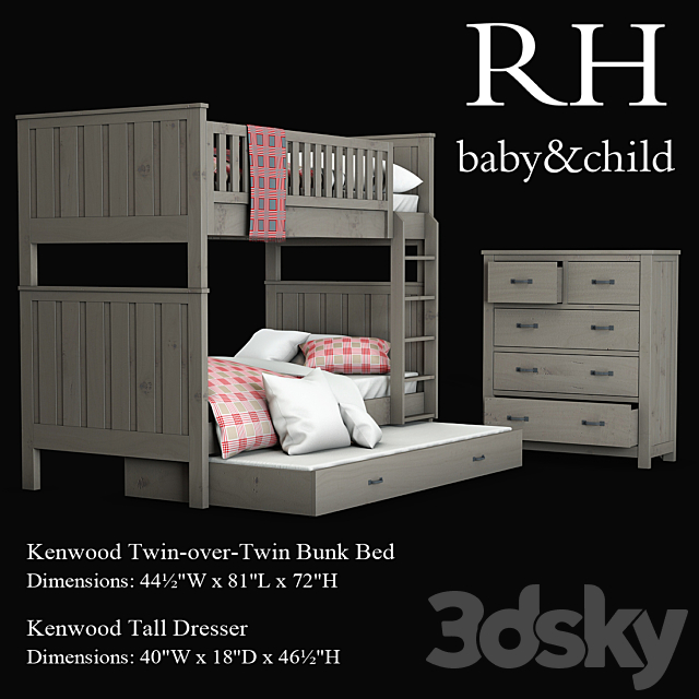 Kenwood Twin-over-Twin Bunk Bed 3DSMax File - thumbnail 1