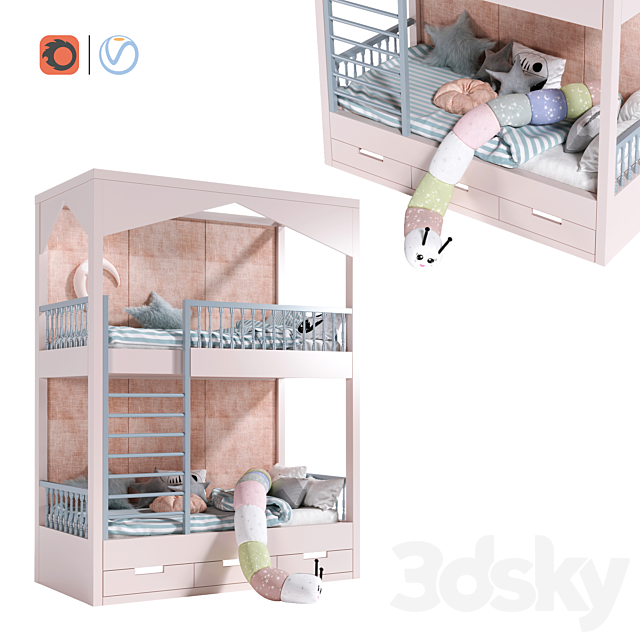 kids room bed – 2 3ds Max - thumbnail 1