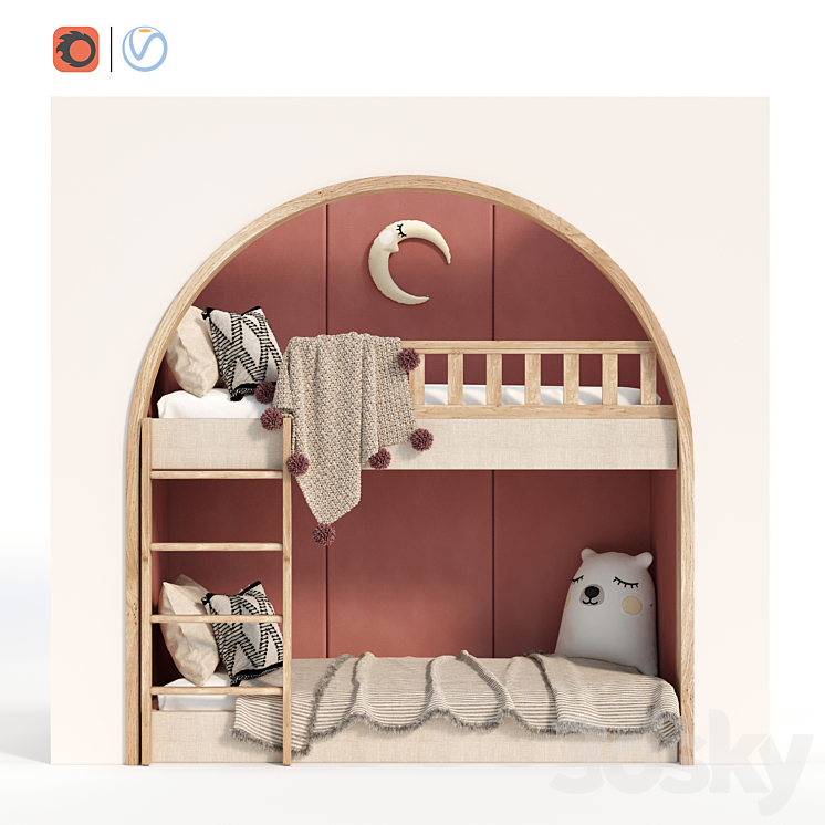 Kids Room Bed – 4 3DS Max - thumbnail 1