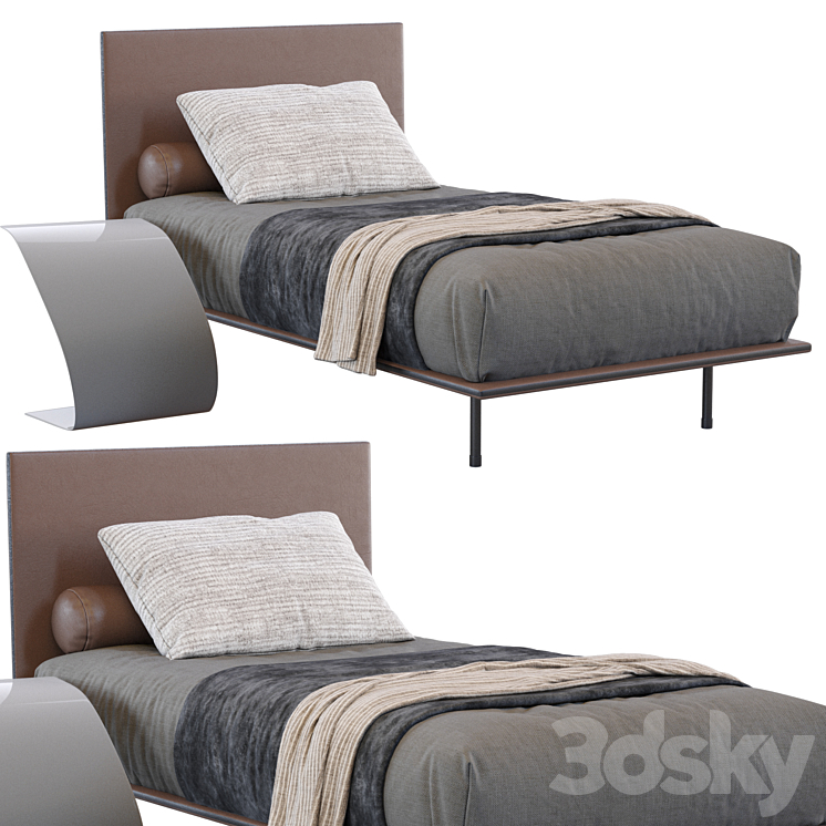 Leather Thin Single Bed By Bonaldo 3DS Max Model - thumbnail 3