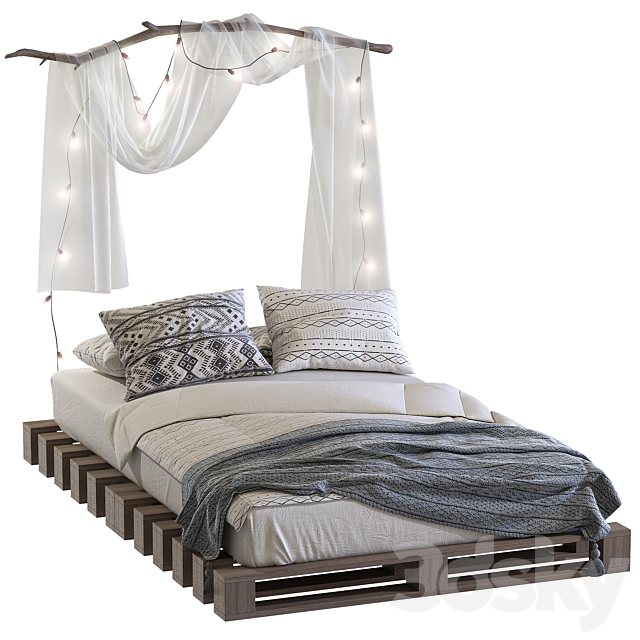 Loft-style pallet bed 3DSMax File - thumbnail 5