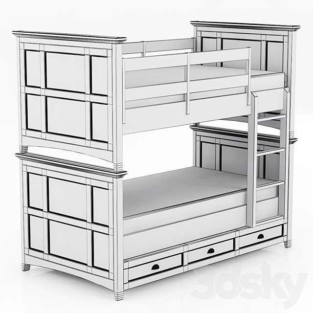 Magnussen Home Bennett Black Bunk Bed 3ds Max - thumbnail 3