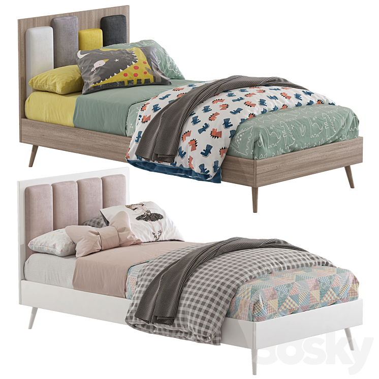 Modern style bed 235 3DS Max Model - thumbnail 1