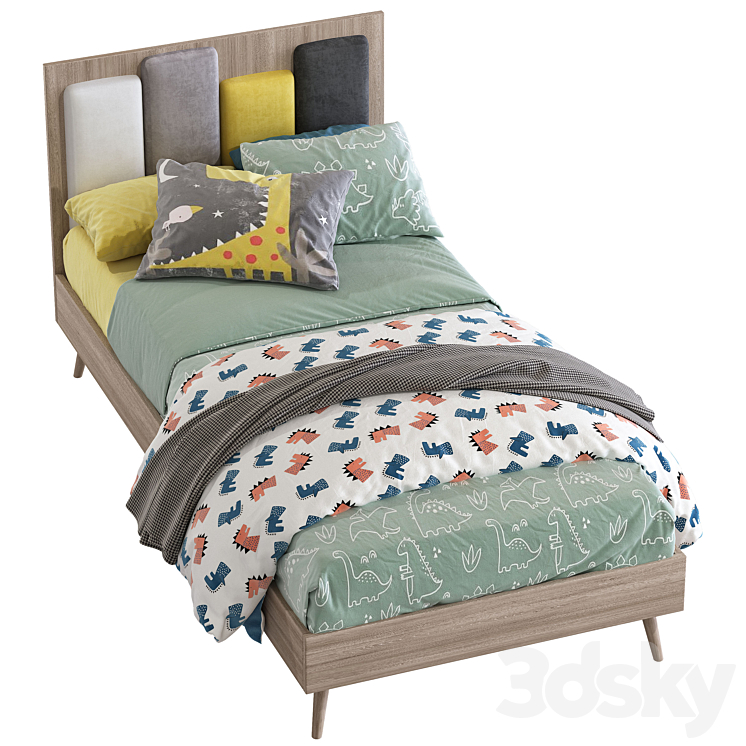 Modern style bed 235 3DS Max Model - thumbnail 2