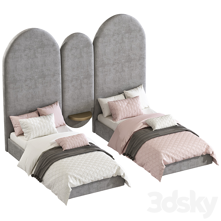 Modern style bed 250 3DS Max Model - thumbnail 1