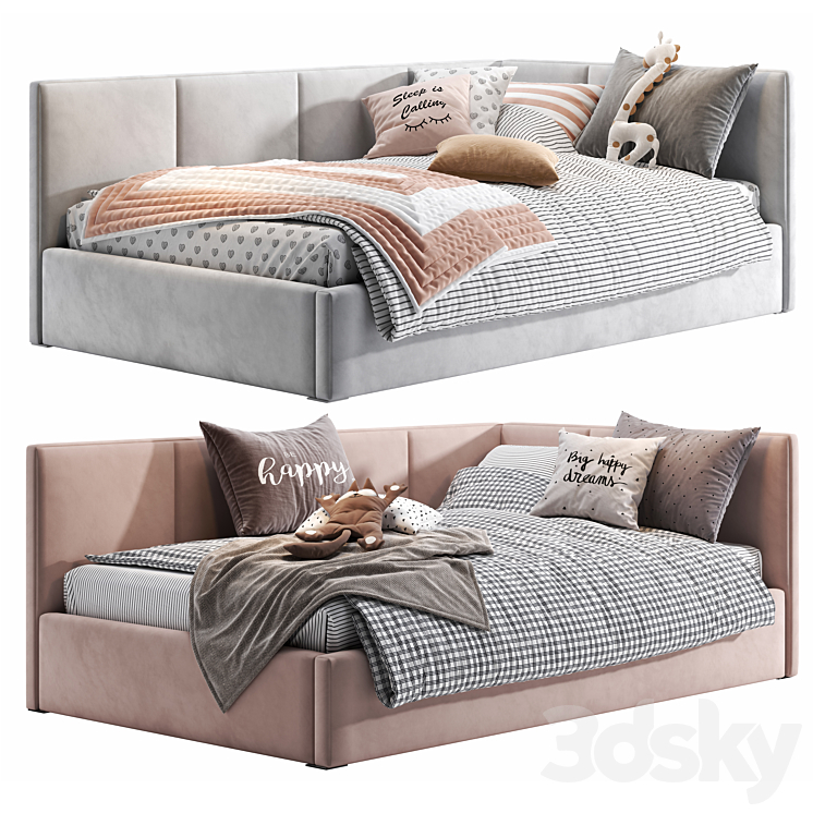 Parfe cushioned Corner bed 3DS Max Model - thumbnail 1