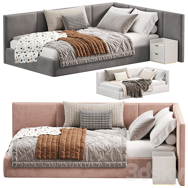 Parfe cushioned Corner bed 3DS Max - thumbnail 2